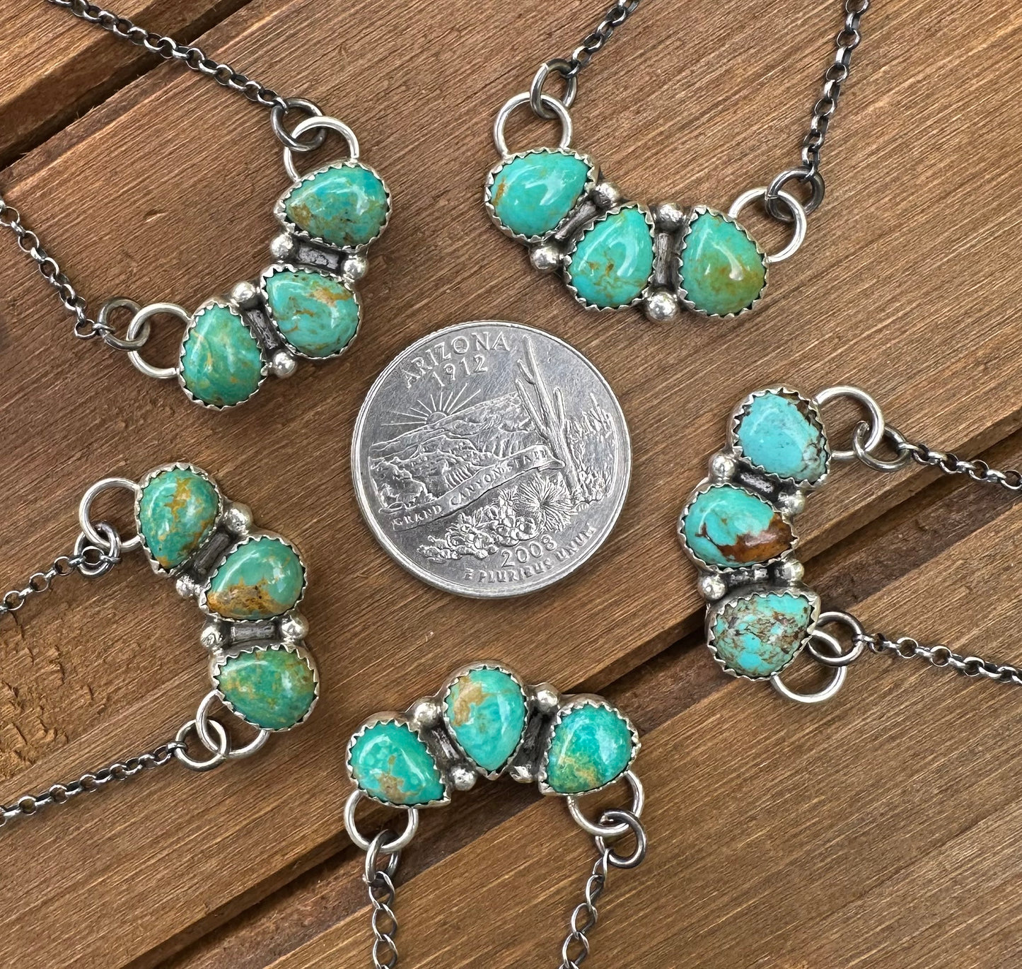 16” KINGMAN TURQUOISE HALF CLUSTER NECKLACE