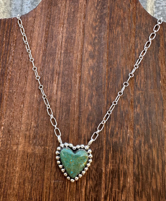 20” KINGMAN TURQUOISE HEART NECKLACE