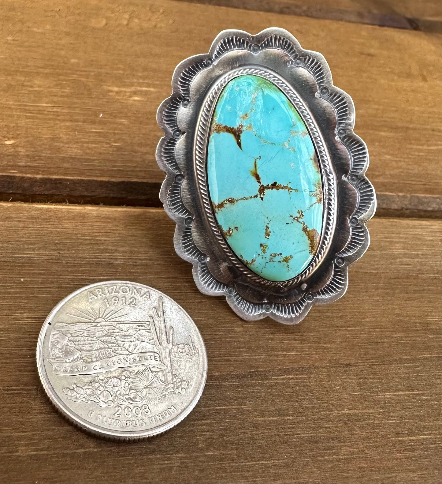 SIZE 7.5 SONORAN GOLD TURQUOISE STATEMENT RING