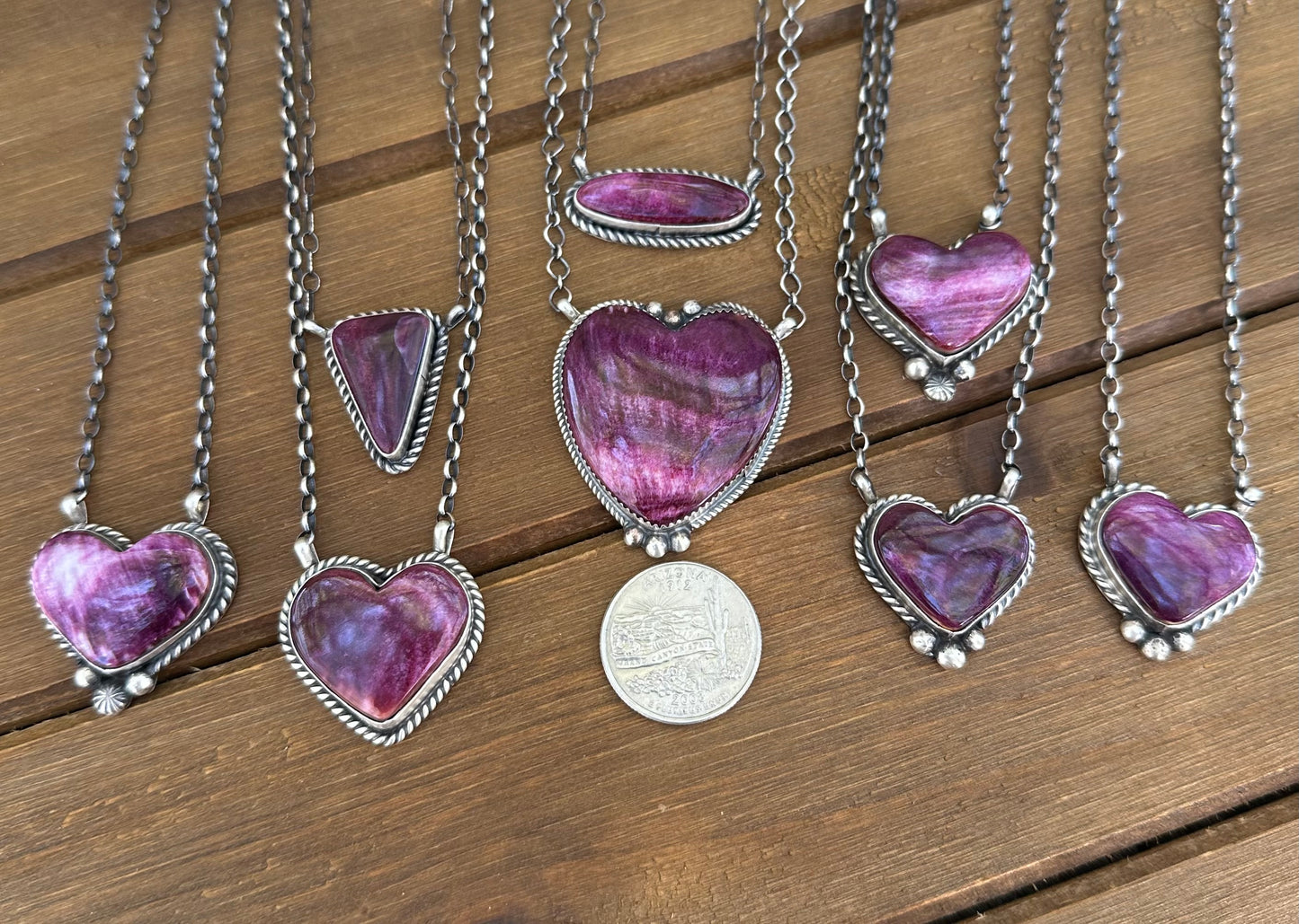 16” X-LARGE PURPLE SPINY OYSTER HEART NECKLACE