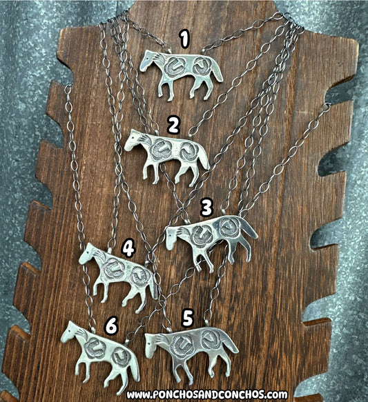 18” STERLING SILVER STAMPED HORSE NECKLACES