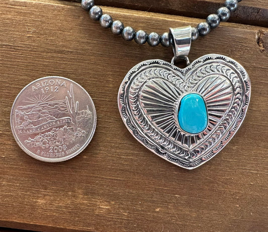 KINGMAN TURQUOISE HEART PENDANT